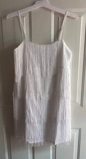 New Women’s A New Day Fringes Lined Dress Stretchy White size Small thumbnail 1