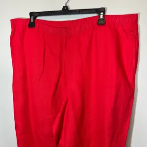 J. Jill Pimento Red 100% Linen Wide Leg Elastic Waist Pants NWT Women's Large thumbnail 2