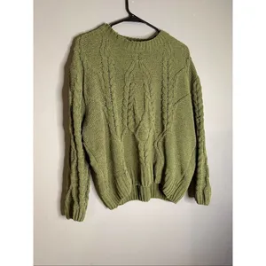 Time and Tru Women's Mixed Stitch Crewneck Green Sweater Size Small thumbnail 2