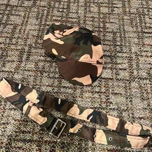 Camouflage Cap and Belt Set - Green, Brown, Tan thumbnail 1