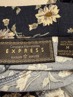 Vintage Express Floral A-Line Button Front Skirt Womens Medium Black Cottagecore thumbnail 10