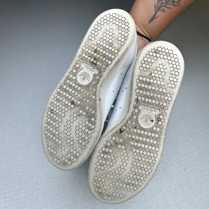 Adidas Stan Smith White Leather Floral Heel Gold Foil Sneakers Womens 6.5 thumbnail 7
