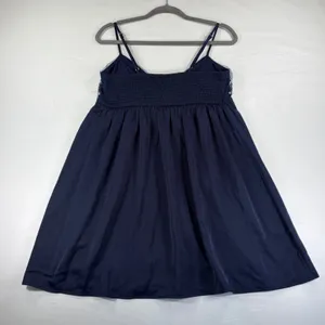 Wild‎ Fable Navy Blue Sequin Floral Babydoll Mini Dress Size Small Feminine Boho thumbnail 4