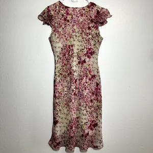 Vintage Studio Y Empire Waist Dress Y2K Short Sleeve V-Neck Tie Floral Pink XL thumbnail 5