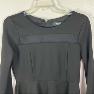 LULUS Leader Black Mesh Long Sleeves Skater Dress Size Large Neutral Boho Gala thumbnail 9