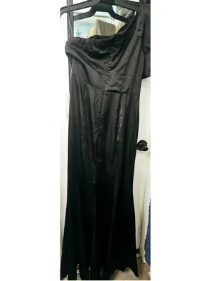 Ruffle Flowy One-Shoulder Stretch Crepe Bodycon Mermaid Bridesmaid Dress sz 8 thumbnail 3