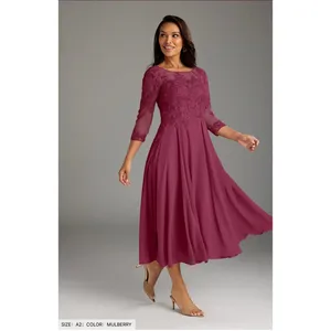 Azazie Marge Mulberry A-Line Scoop Lace Chiffon Dress A6‎ thumbnail 2