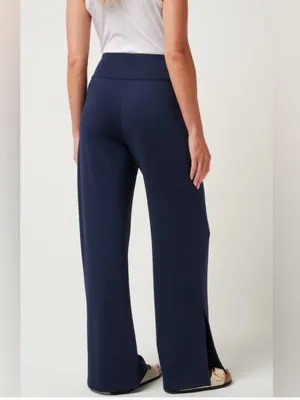 Travis Mathew Medium Spa Day Wide Leg Pants Navy High Waist Relaxed Lounge thumbnail 5