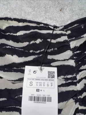 Zara Black & Cream Zebra-Stripe Ruched Mini Skirt thumbnail 2