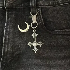 Moon Cross Keychain Charm for Men Women Car Keychain Key Ring Bag Charm thumbnail 5