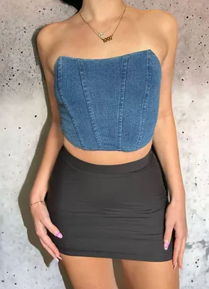 Vintage Y2K Denim Corset Top thumbnail 1