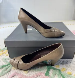 Sesto Meucci Florence Taupe Leather Pleated‎ Crossover Pumps Heels Italy 6.5M thumbnail 1