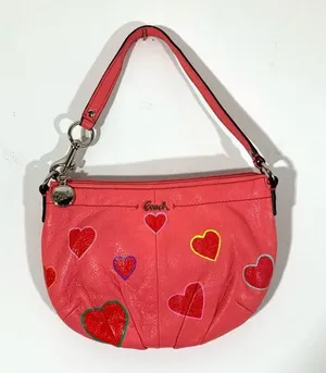 Coach Hand Painted Hearts Pink Shoulder Bag thumbnail 1