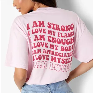 Boohoo - Tall I Am Loved Back Print Tee in Pink Size US8 thumbnail 1
