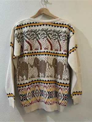 The Villager Women's Fair Isle Vintage Elephant Knit Long Sleeve Cozy Sweater‎ M thumbnail 6