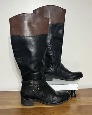 Women's‎ Rampage Iakopa Black & Brown Mid-Calf Tall Riding Boots Size 8 M thumbnail 1
