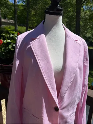 J. Crew Pink & White Striped Single-Button Cotton-Blend Blazer size 12 thumbnail 3
