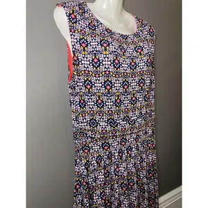 Le Lis Dress Womens Large Blue Floral Scoop Neck Jersey Maxi Sundress Casual thumbnail 4