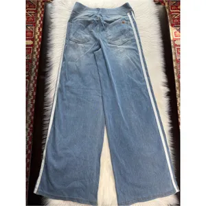 Halara Flex High Waisted Blue Wide Leg Jeans with White Stripes thumbnail 6