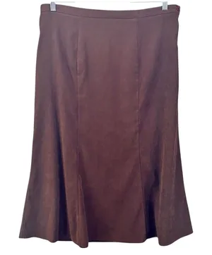 Elementz Maxi Skirt‎ Large Faux Suede Flowy Boho Career Casual Event Flare Lined thumbnail 1