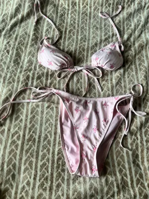 Pink Striped Flowers swimsuit thumbnail 1