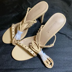✨ NEW ShoeDazzle Size 8.5 Nicoletta Nude Beige Studded Strappy Sandals Stilettos Heels $50.00 ✨ thumbnail 12