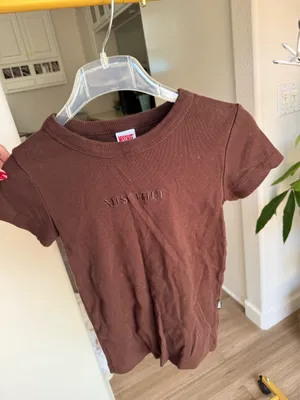 MISCHF Brown Short Sleeve Top Size XS thumbnail 1