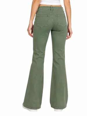 PacSun Cargo Flare Pants Jeans Women’s Size 28 Low Rise Stretch Olive Green Y2K thumbnail 2