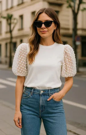 la ven pom pom sleeves top White Size M thumbnail 1