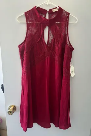 Altar’d State Maroon lace dress thumbnail 1