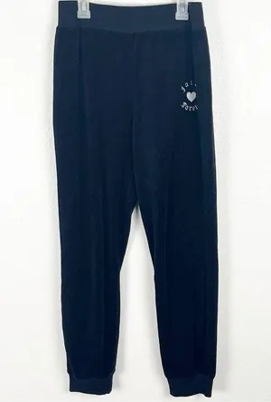 JUICY COUTURE x FOREVER 21 Black Velvet Velour 2 Piece Track Suit, Size Medium thumbnail 7