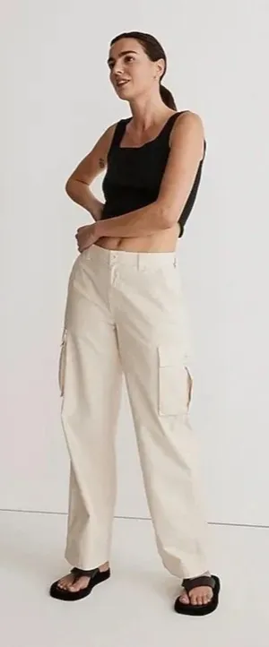 Madewell Women's Low Slung Cargo Beige Pants‎ Size 27 thumbnail 1