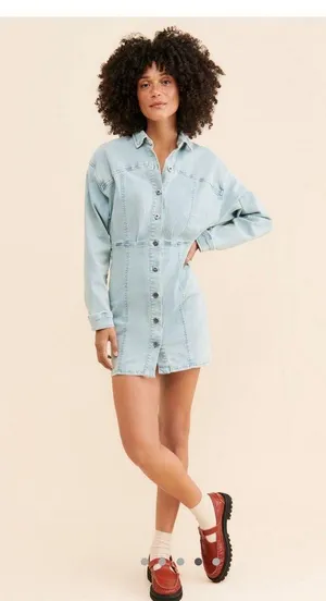 Free People Amber Denim dress Sz 4. Fits L NWT thumbnail 4