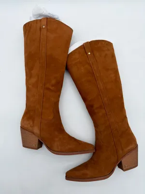 Sam Edelman Wyatt KneeHigh Frontier Brown Suede 8 WideCalf Cowgirl Western Boots thumbnail 1