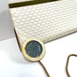 Lord & Taylor Cream Weave Purse Clutch thumbnail 8