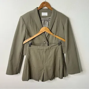 Lattelier SET Olive Green Blazer Short 2 Piece Set‎ Women’s Size S thumbnail 5