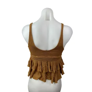 Urban Outfitters Kimchi Blue Callie Ruffle Brown Sleeveless Sweater Tank Top XS thumbnail 3