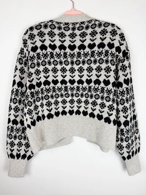 River Island Gray Black Fair Isle Patterned Cardigan Sweater Tank Matching Set thumbnail 9