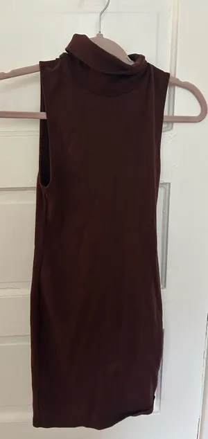 Brown ZARA Dress Turtleneck Sleeveless thumbnail 1