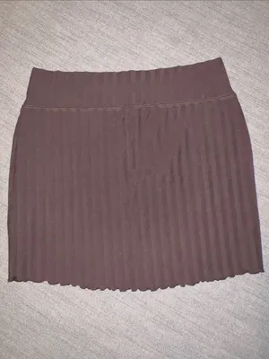 Aerie Ribbed Mini Skirt in Dark Brown offline large stretch casual neutral thumbnail 3