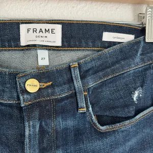 Frame Denim Le Garcon dark wash distressed boyfriend ankle jeans size 27 thumbnail 3