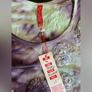 Trixie Tie Dye Purple/Teal Sleeveless Blouse‎ Beads Ribbon Embroidery Size M NWT thumbnail 8