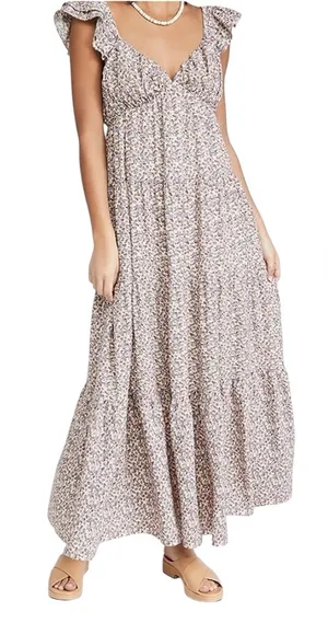 English Factory - NWT Floral Ruffle Sleeve Maxi Dress Cottagecore Sz S thumbnail 1