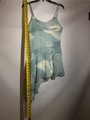 Kimchi Blue Angie Light Blue & Cream Chiffon Asymmetrical Mini Slip Dress S thumbnail 5