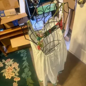 Vintage Free People white and green baby doll dress M thumbnail 12