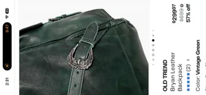 Old Trend Bryan Leather Backpack Green thumbnail 4