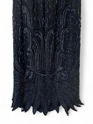 Women’s Black Beaded Midi Skirt Size Small Whimsical Fairy Goth Mermaidcore thumbnail 3