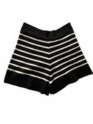 ZARA Black & White Striped Women’s Stretch Knit Pull-On Shorts Small thumbnail 3