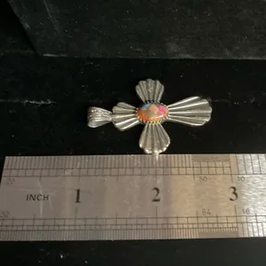 Sterling Silver 925 Cross Pendant with Spiny Oyster & Turquoise thumbnail 4