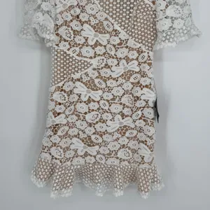 Lulus My Dearest White Lace Short Sleeve Mini Dress Medium White Bridal Cocktail thumbnail 5